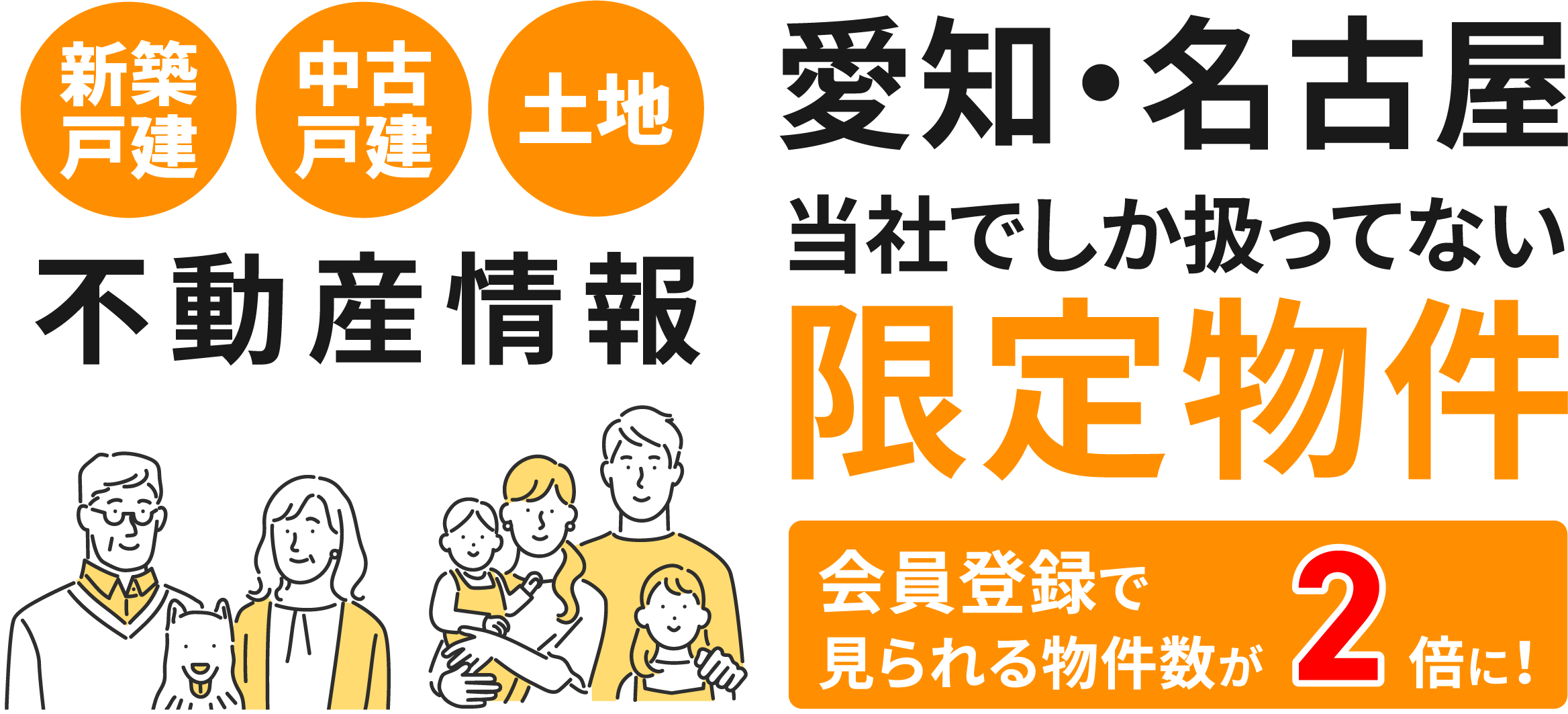 愛知・名古屋、新築戸建・中古戸建・土地、当社でしか扱っていない限定物件多数あり